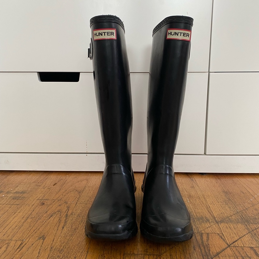 Black hunter boots.